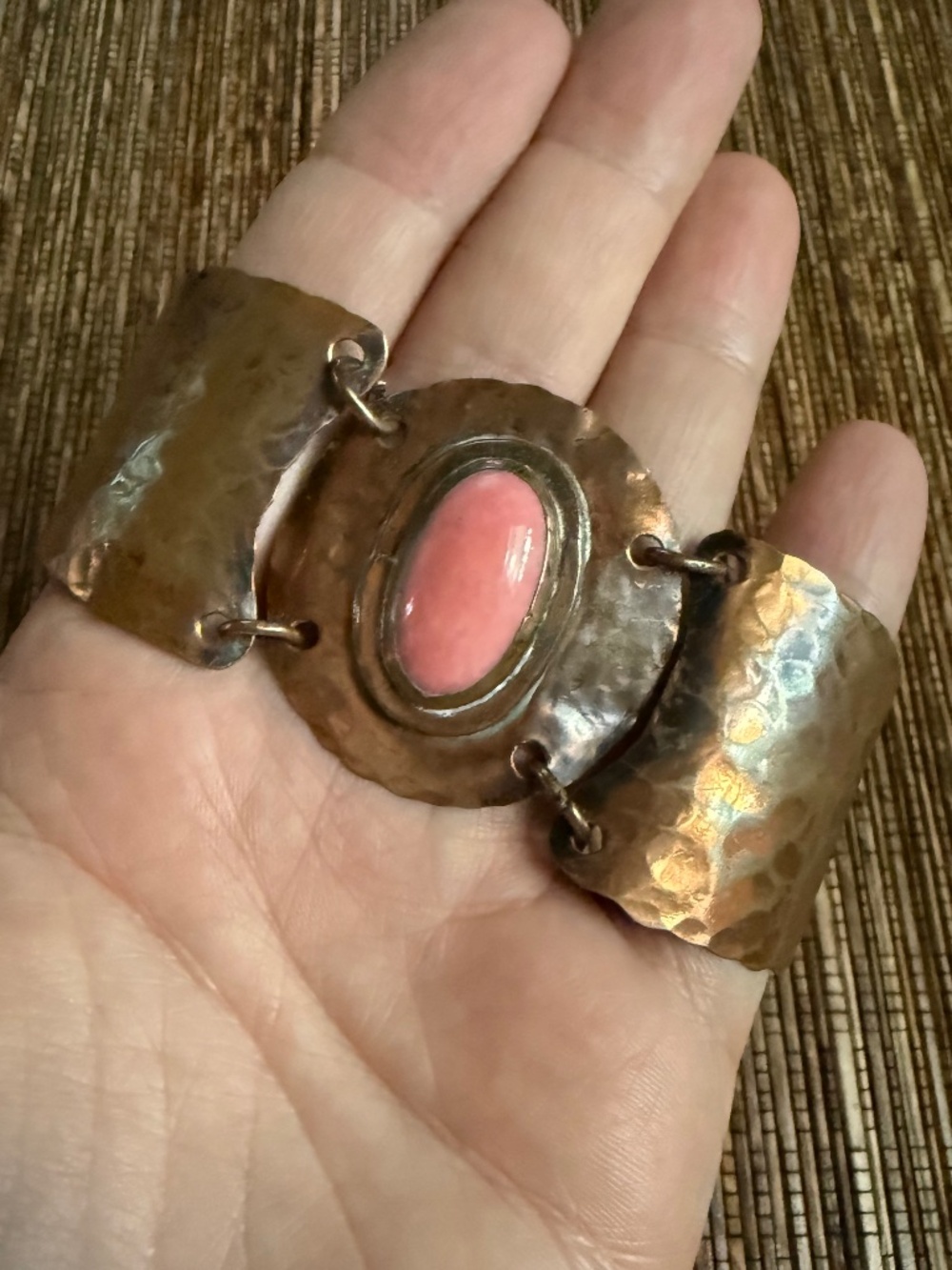 Rafael Canada 3 Panel Bracelet Copper Glass Modernist Brutalist Alfandary MCM